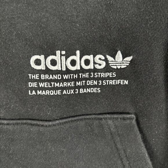 Mens Adidas Embroidered Tricolor Trefoil Hoodie Black Size Small - Picture 4 of 7